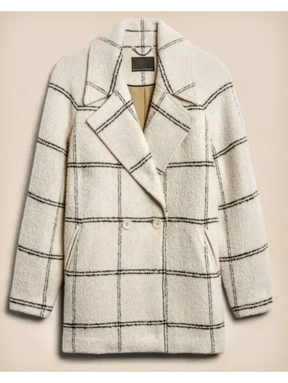RETIRED BANANA REPUBLIC BOUCLE COCOON WOOL PEA COAT OVERSIZED JACKET MEDIUM LARG